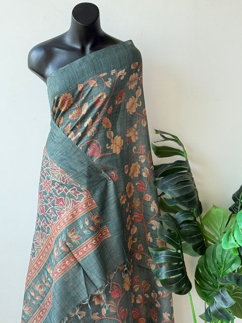 Printed art silk saree with blouse