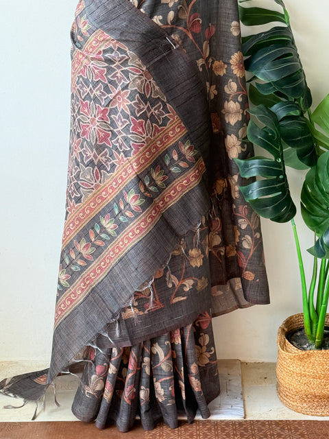 Printed art silk saree with blouse