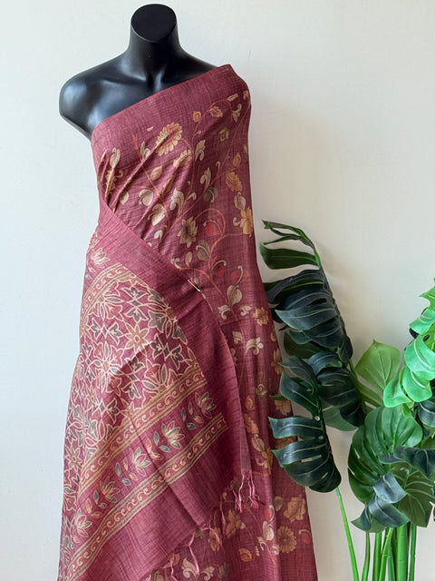 Printed art silk saree with blouse