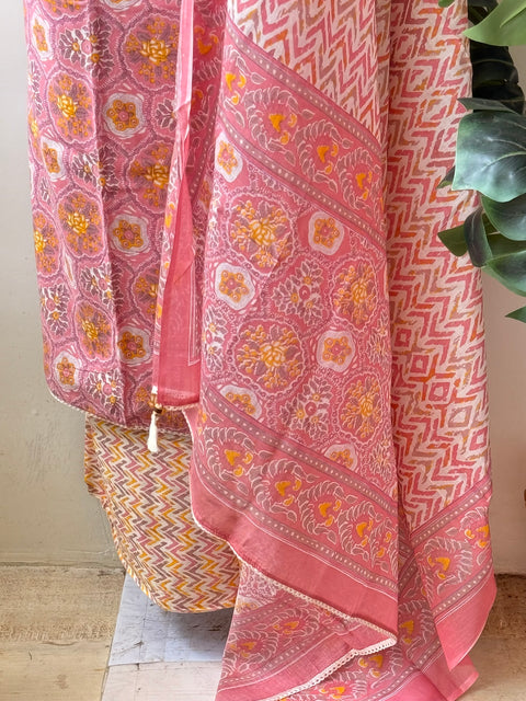 Printed emb mul cotton salwar material