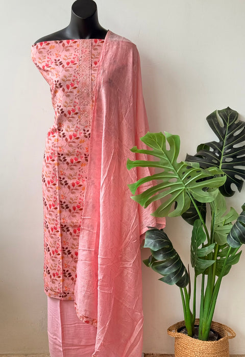 Printed linen cotton suit material