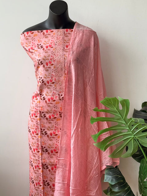 Printed linen cotton suit material