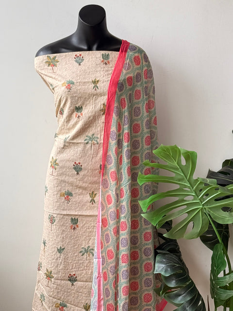 Hakoba cotton top with printed dupatta