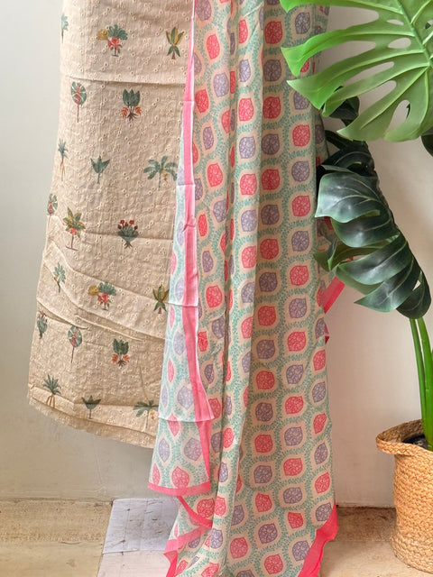 Hakoba cotton top with printed dupatta