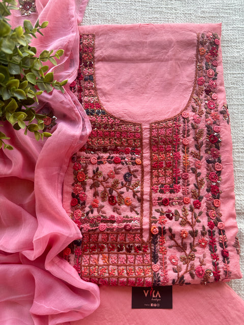Hand Embroidery Russian silk salwar material