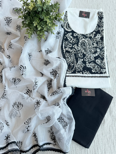 Applique cotton top with cotton dupatta