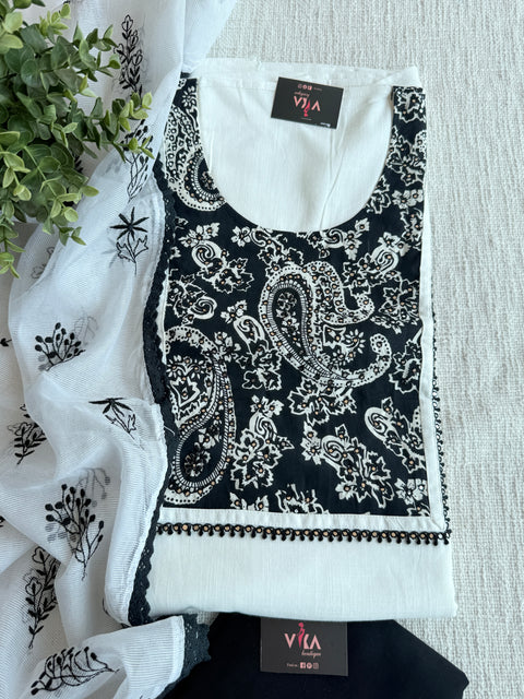 Applique cotton top with cotton dupatta