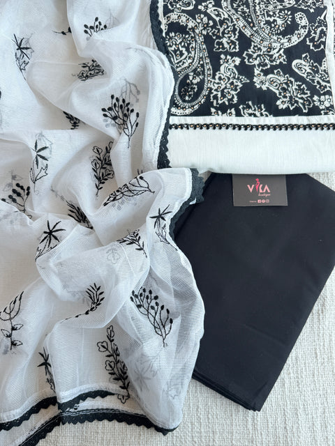 Applique cotton top with cotton dupatta