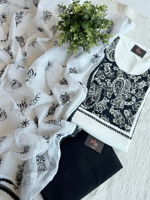 Applique cotton top with cotton dupatta