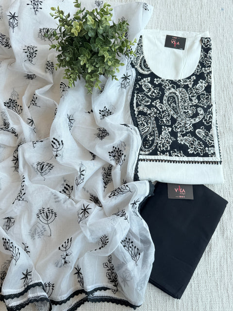 Applique cotton top with cotton dupatta