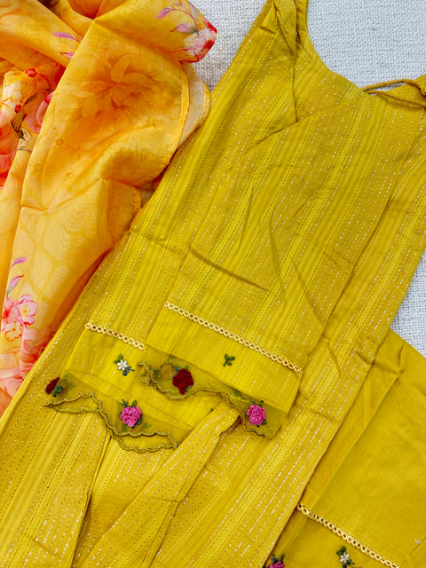 Readymade cotton salwar suit set - Yellow