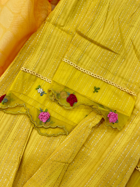 Readymade cotton salwar suit set - Yellow