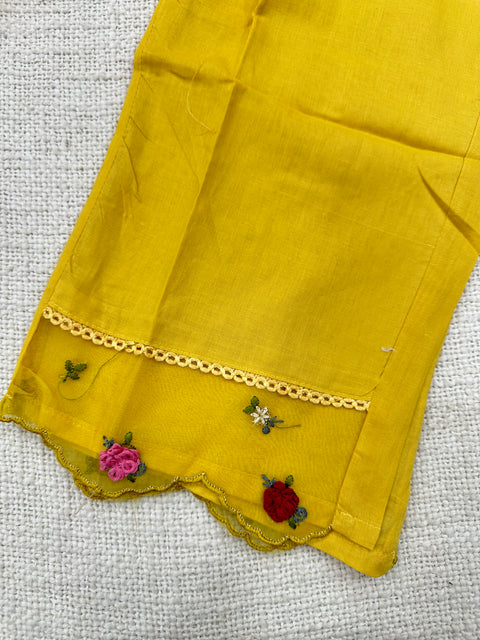 Readymade cotton salwar suit set - Yellow