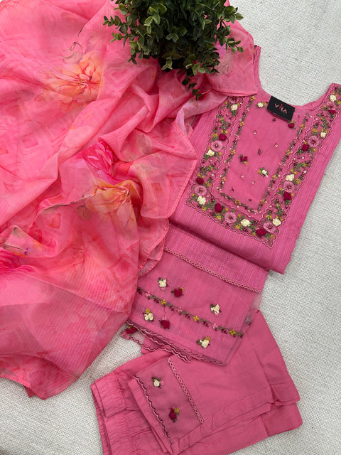 Readymade cotton salwar suit set - Pink