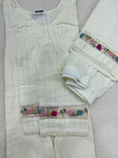 Readymade cotton salwar suit set - Off white