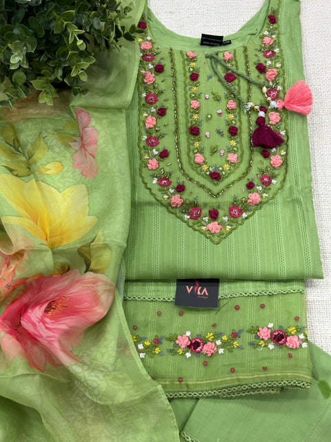 Readymade cotton salwar suit set - Light green