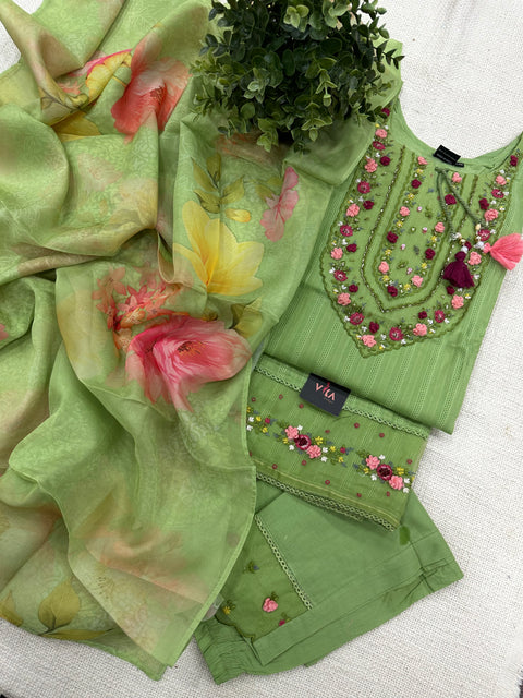 Readymade cotton salwar suit set - Light green