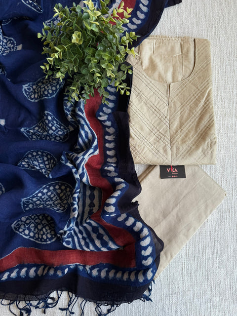 Pintuck silk cotton salwar material