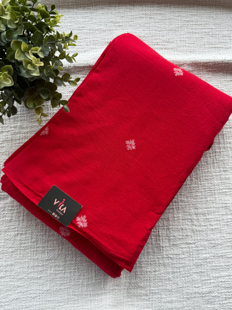 Red with white flower Jamdhani material