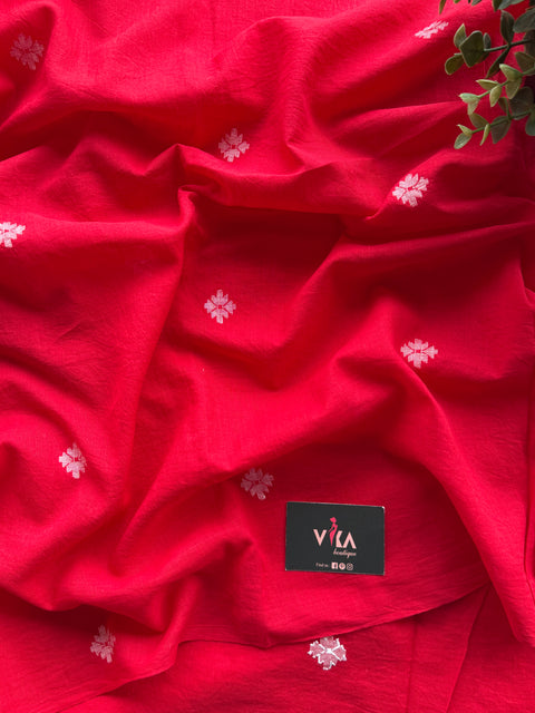Red with white flower Jamdhani material