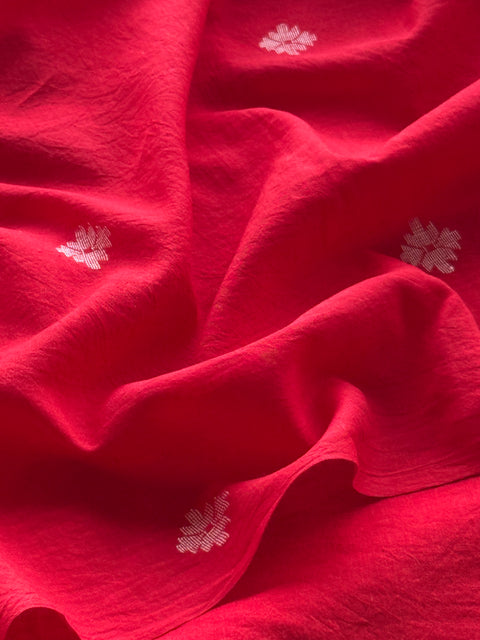 Red with white flower Jamdhani material