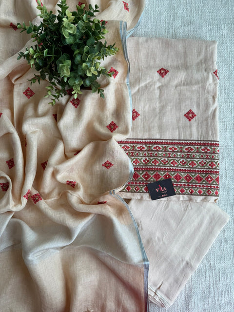 Embroidered linen cotton salwar material