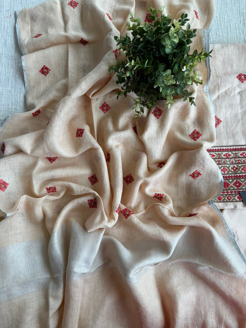 Embroidered linen cotton salwar material