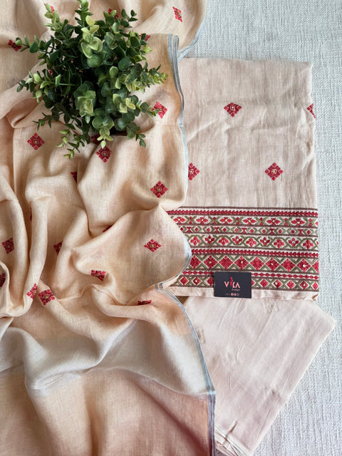 Embroidered linen cotton salwar material