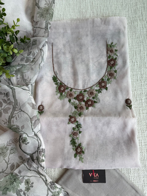 Hand emb organza salwar material