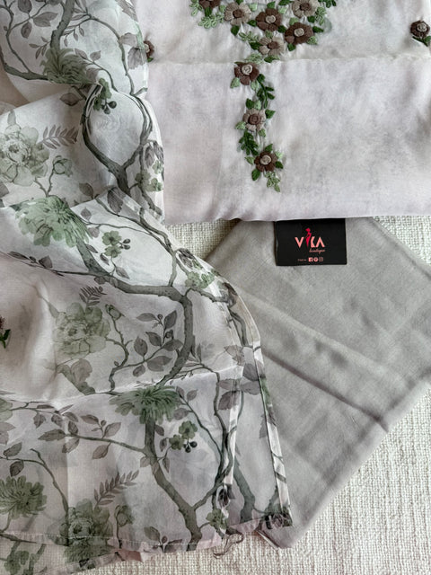 Hand emb organza salwar material