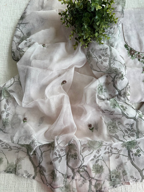 Hand emb organza salwar material