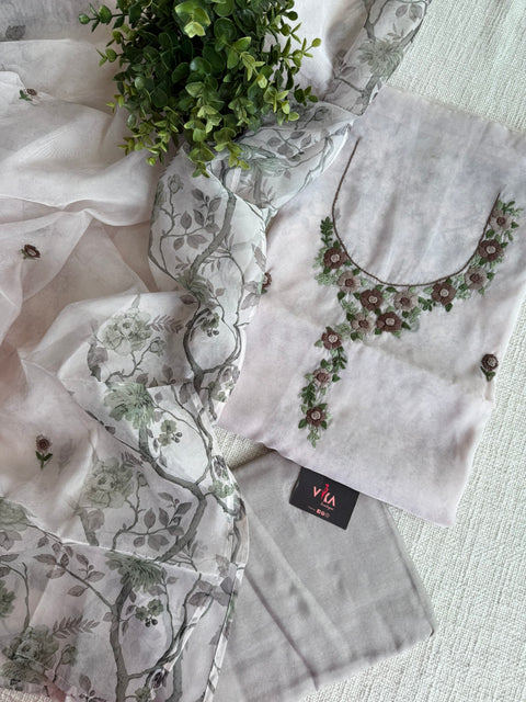 Hand emb organza salwar material