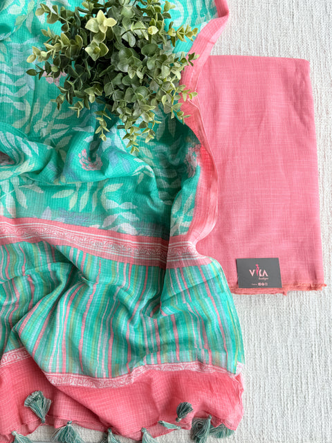 Handloom cotton set with kota dupatta