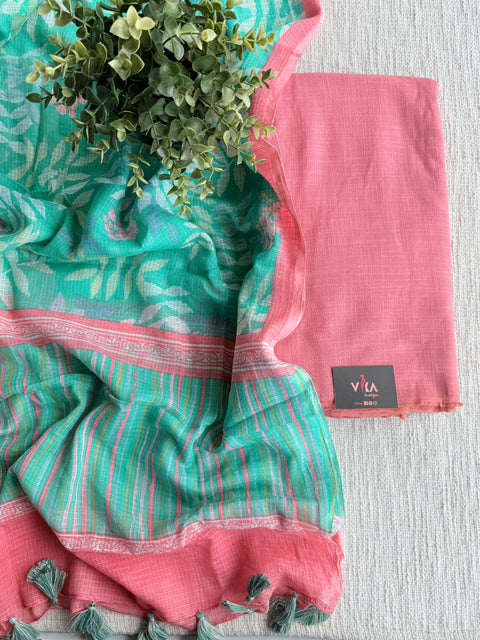 Handloom cotton set with kota dupatta