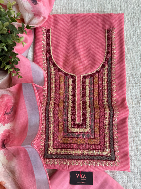 Embroidered linen cotton salwar material