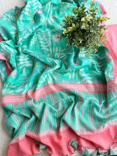 Handloom cotton set with kota dupatta