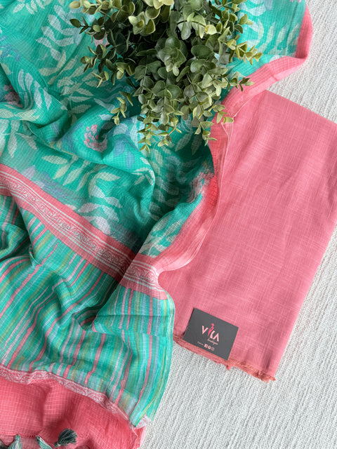 Handloom cotton set with kota dupatta