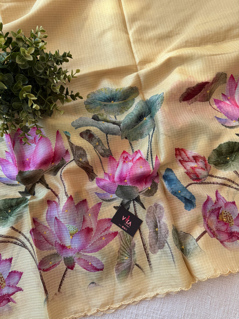 Floral printed kota cotton saree