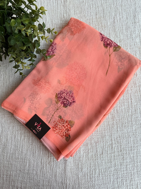 Floral printed georgette saree