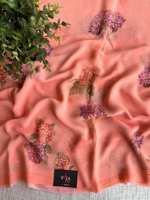 Floral printed georgette saree