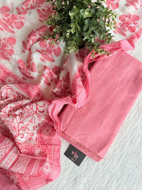 Handloom cotton set with kota dupatta