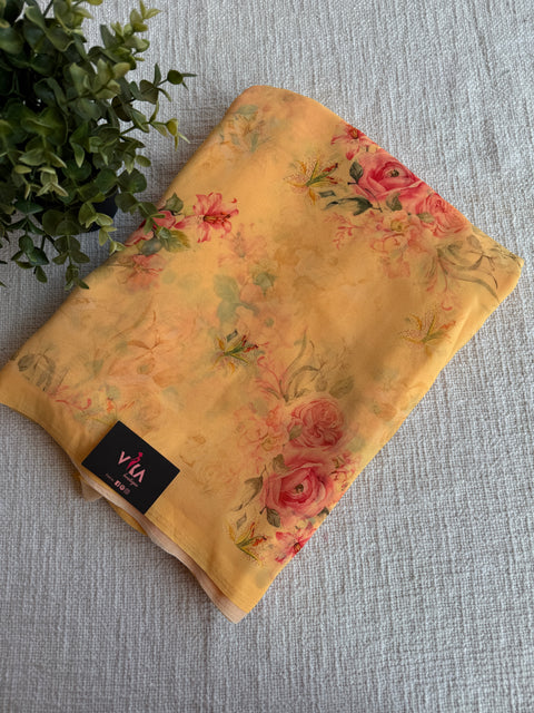 Floral printed georgette saree