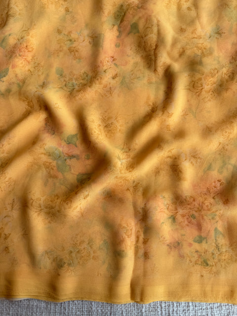 Floral printed georgette saree