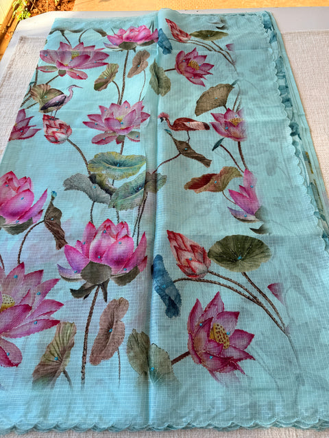 Floral printed kota cotton saree