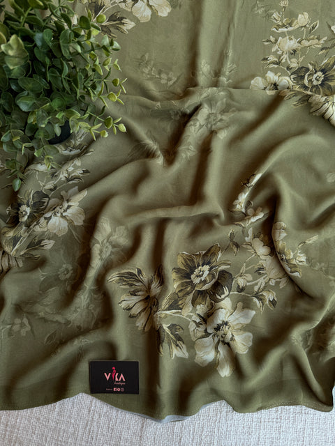 Floral printed georgette saree