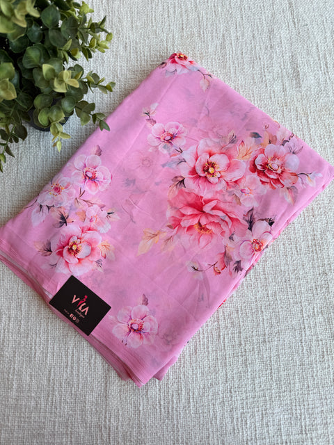 Floral printed georgette saree