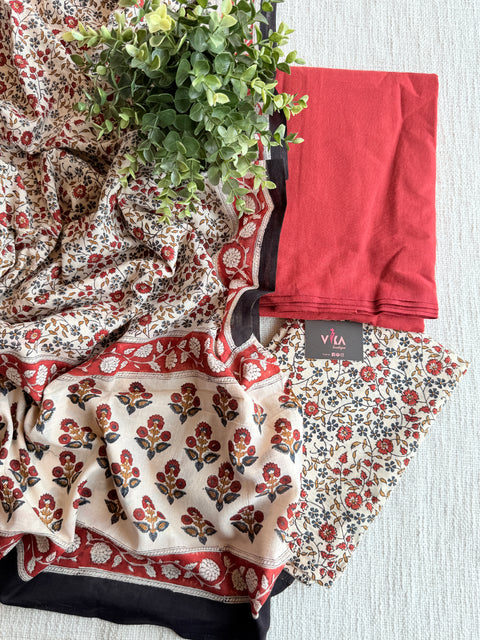 plain red cotton salwar suit set