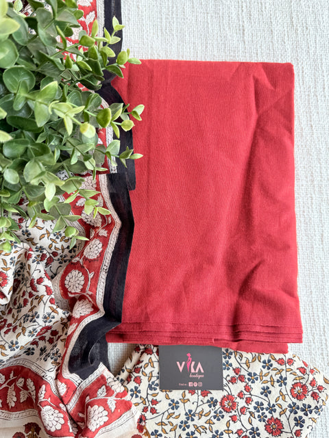 plain red cotton salwar suit set