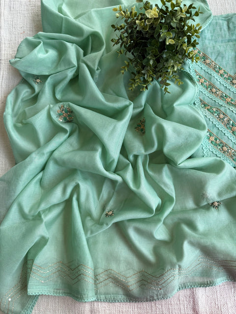 Embroidered linen cotton salwar material