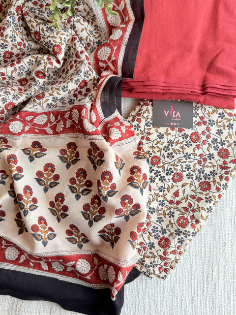 plain red cotton salwar suit set
